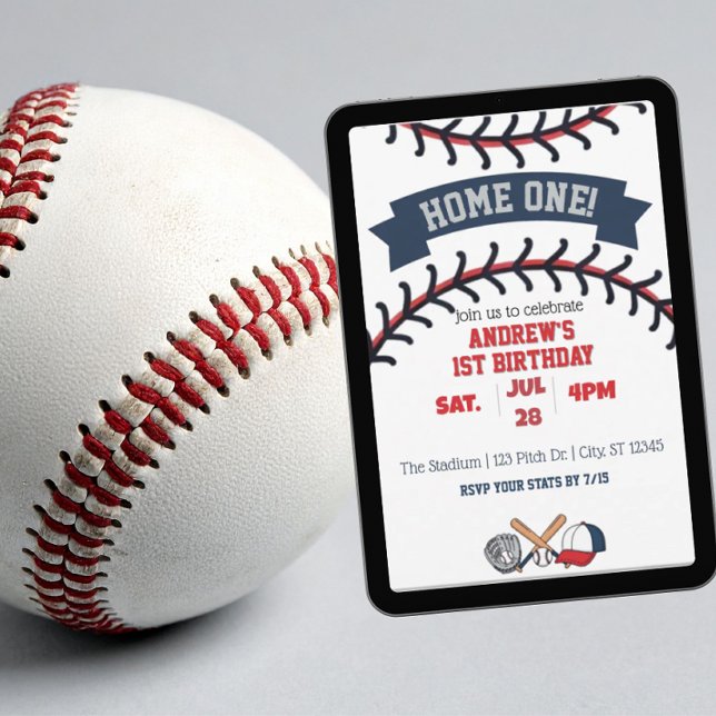 Zuhause Eins, Baseball 1. Geburtstag Einladung (Von Creator hochgeladen)