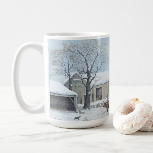 ZUHAUSE ERNTEDANK (1861) Vintag Art Christmas Tass Kaffeetasse (Mit Donut)