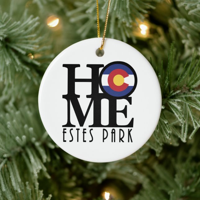 ZUHAUSE Estes Park Colorado Keramik Ornament (Baum)