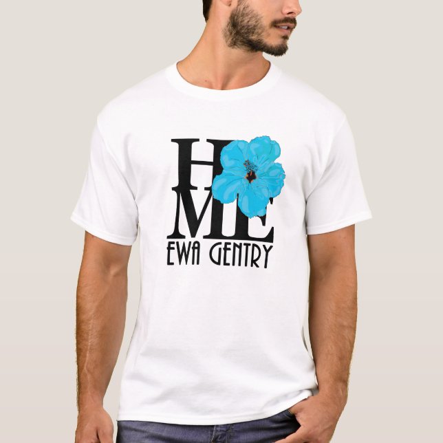 ZUHAUSE Ewa Gentry Blue Hibiskus (Frontabdruck) T-Shirt (Vorderseite)