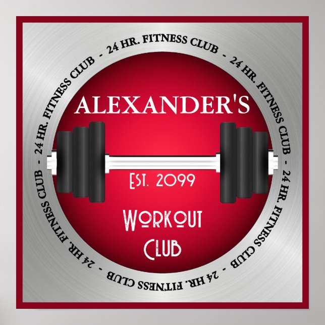 Zuhause Fitness Center Workout Club Gym 24 Stunden Poster (Vorne)