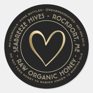 Zuhause Flaschenhonigetikett mit Bio Herzen Runder Aufkleber