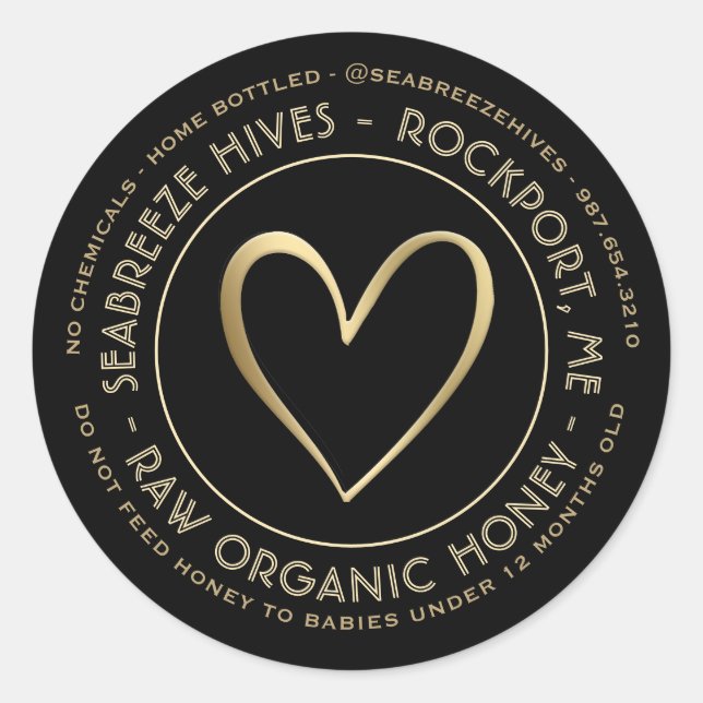 Zuhause Flaschenhonigetikett mit Bio Herzen Runder Aufkleber (Vorderseite)