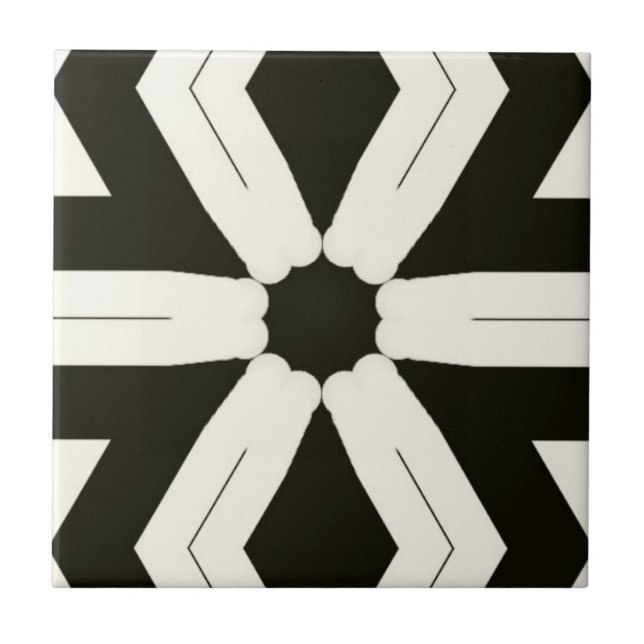 Zuhause Floral Black & White Fliese (Vorderseite)