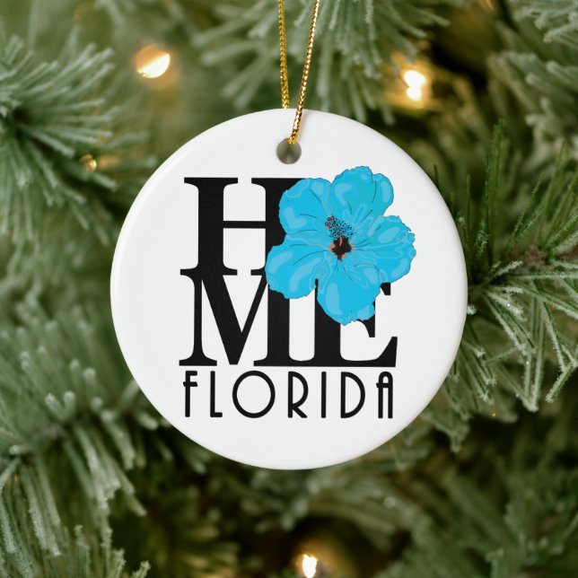 ZUHAUSE Florida Blue Hibiskus Keramik Ornament (Baum)
