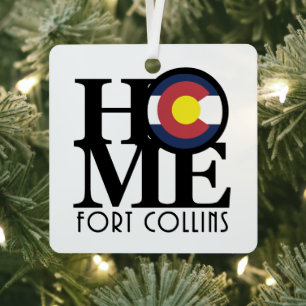 ZUHAUSE Fort Collins Colorado Ornament Aus Metall