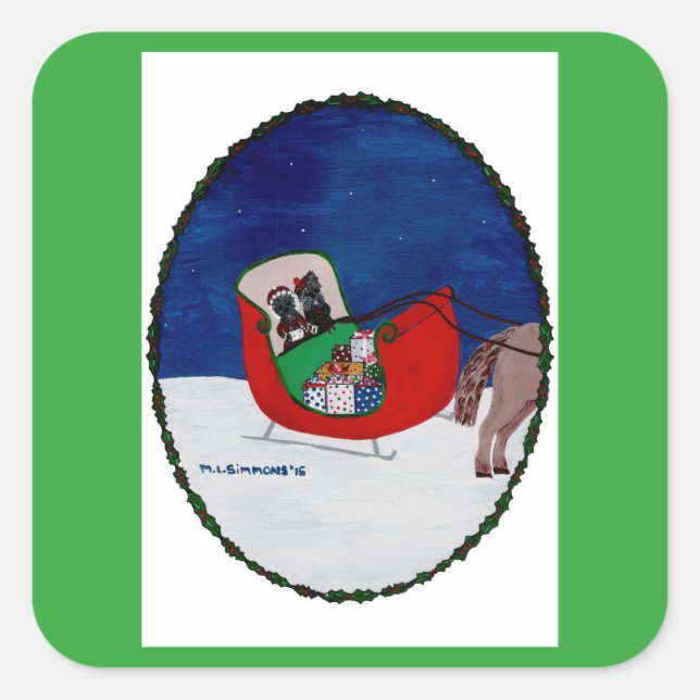 ZUHAUSE FÜR CHRISTMAS QUADRATISCHER AUFKLEBER (Vorderseite)