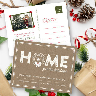 Zuhause für die Feiertage-Ankündigung zum Verschie Feiertagspostkarte