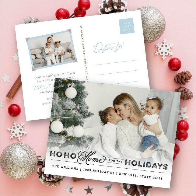 Zuhause für die Feiertage-Foto-Ankündigung Postkarte (Von Creator hochgeladen)