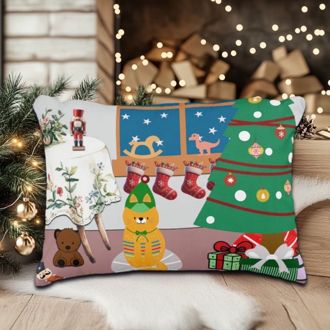 Zuhause für die Feiertage-Illustration Dekokissen (Von Creator hochgeladen)