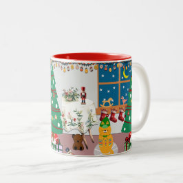 Zuhause für die Feiertage-Illustration Zweifarbige Tasse