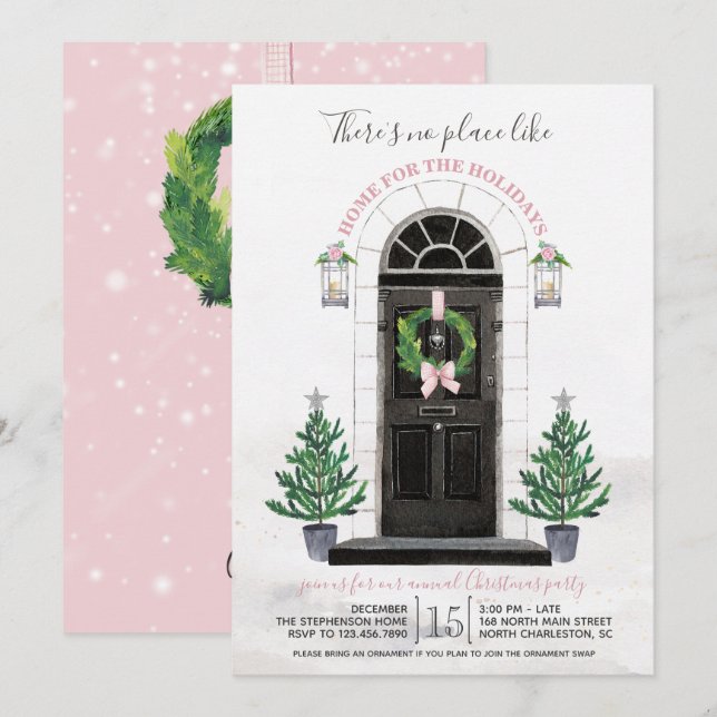 Zuhause für die Feiertags-WeihnachtsParty Einladung (Vorne/Hinten)