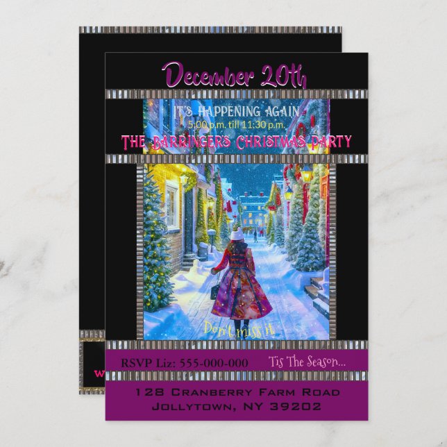 Zuhause für die Party Einladung zu Weihnachten (Vorne/Hinten)