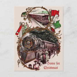 Zuhause für die Weihnachtsbahn der 1900er Jahre Feiertagspostkarte