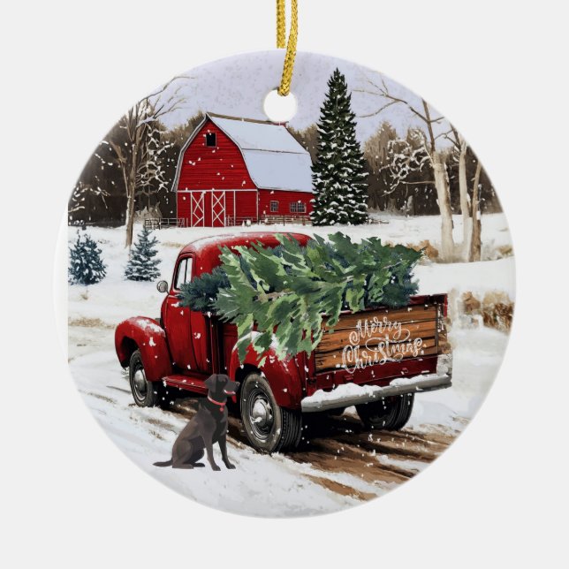 Zuhause für die Weihnachtsfeier Keramik Ornament (Vorne)