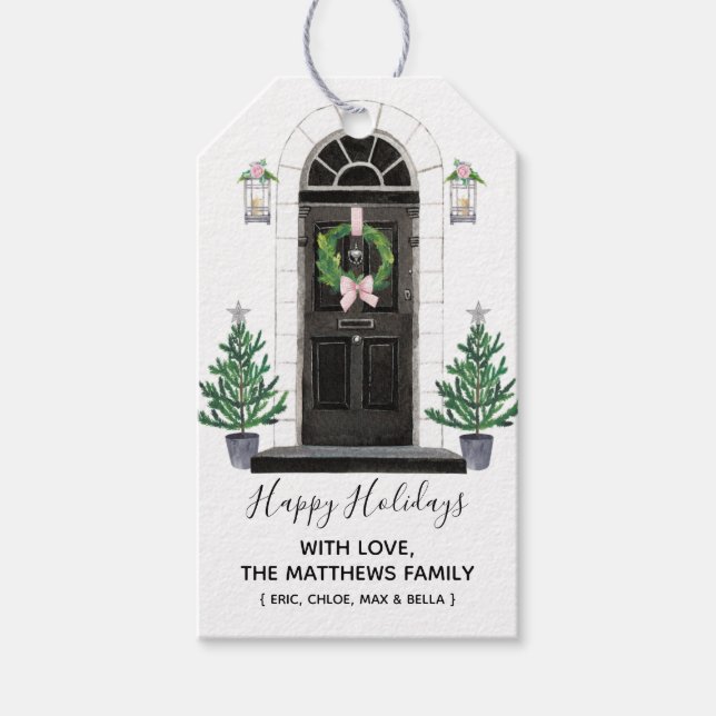 Zuhause für die Weihnachtsfeiertage-Tags Geschenkanhänger (Vorderseite)