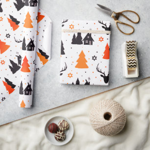Zuhause für Feiertage Weihnachten Geschenkpapier