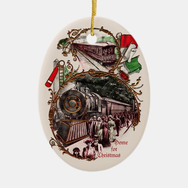Zuhause für Weihnachtsbaumschmuck aus den 1900er J Keramikornament (Vorne)