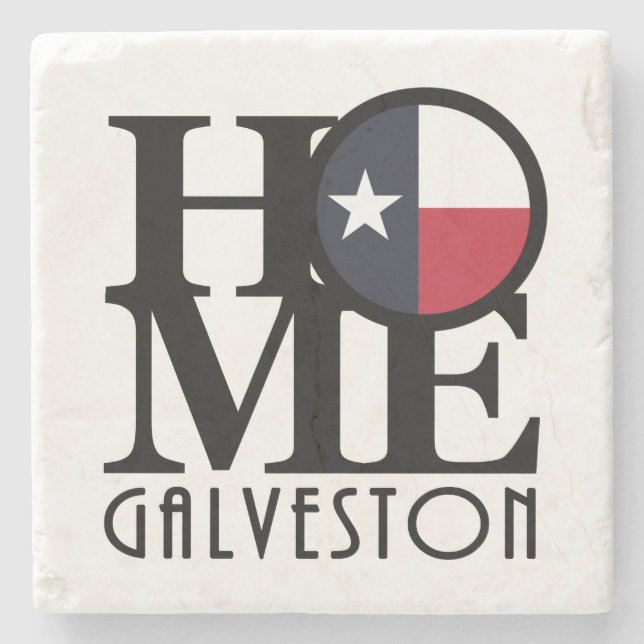 ZUHAUSE Galveston Texas Steinuntersetzer (Vorderseite)