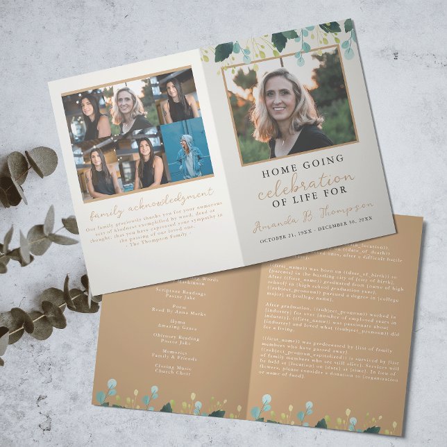 Zuhause Going Celebration of Life Funeral Service Programm (Von Creator hochgeladen)