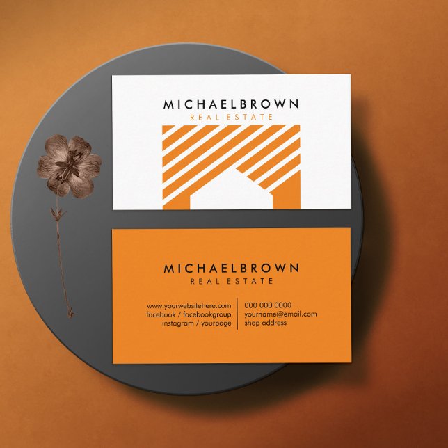 Zuhause Graphic Orange Rent House Visitenkarte (Von Creator hochgeladen)