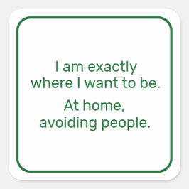 Zuhause (grün) quadratischer aufkleber