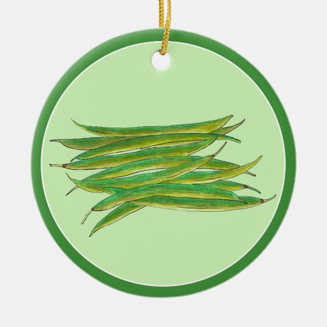 Zuhause Grüne Bohnen Gemüse in Dosen von Keramik Ornament (Vorne)