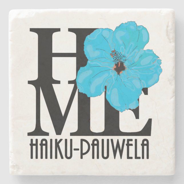 ZUHAUSE Haiku-Pauwela blauer Hibiskus Steinuntersetzer (Vorderseite)
