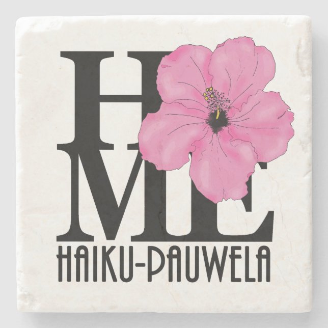 ZUHAUSE Haiku-Pauwela rosa Hibiskus Steinuntersetzer (Vorderseite)