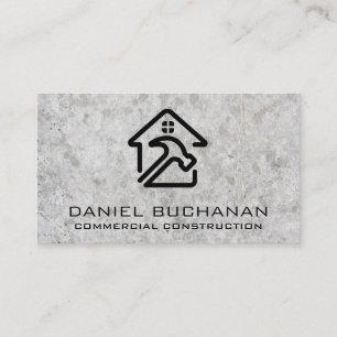 Zuhause-Hammer-Logo Betonfarben Konstruktion Visitenkarte