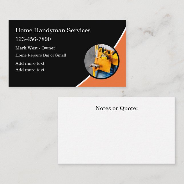 Zuhause Handyman Services Modern Visitenkarte (Vorne/Hinten)
