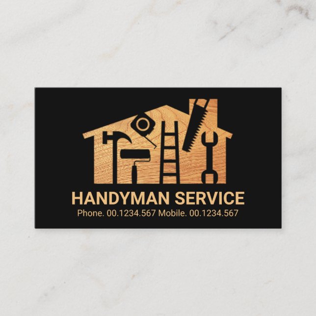 Zuhause Handyman Tools Wood Grain Visitenkarte (Vorderseite)