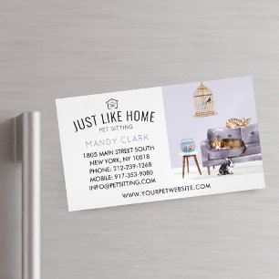 Zuhause Haustier Sitzen Wasserfarbe Gemütliche Zuh Magnetische Visitenkarte