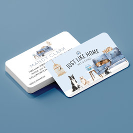 Zuhause Haustier Sitzen Wasserfarbe Gemütliche Zuh Visitenkarte