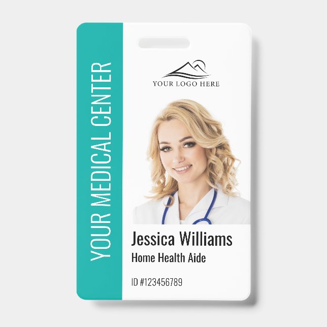 Zuhause Health Aide Medical Foto ID Aquamarin Ausweis (Vorderseite)
