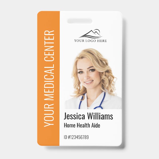 Zuhause Health Aide Medical Foto ID Orange Ausweis (Vorderseite)