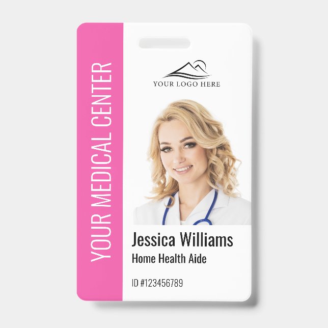 Zuhause Health Aide Medical Foto ID Pink Ausweis (Vorderseite)