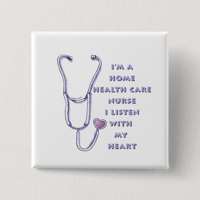 Zuhause Health Care Nurse Heart Button (Vorderseite)