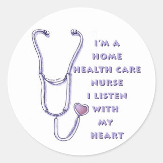 Zuhause Health Care Nurse Heart Runder Aufkleber