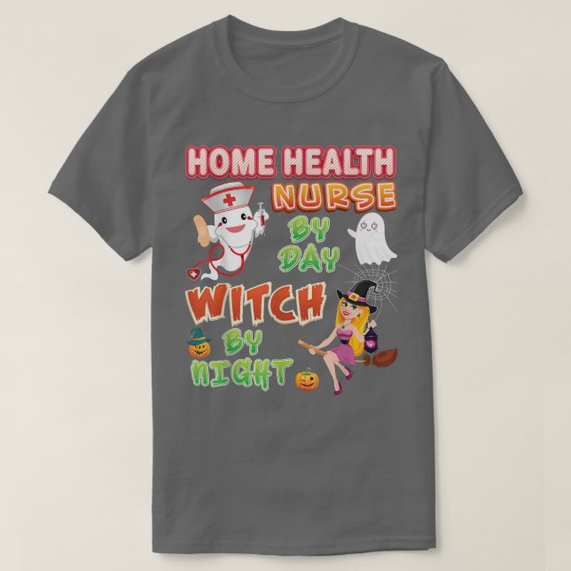Zuhause Health Nurse By Day Hexennacht Crew Hallow T-Shirt (Design vorne)