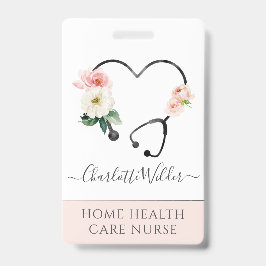 Zuhause Healthcare Nurse Floral Stethoscope Ausweis