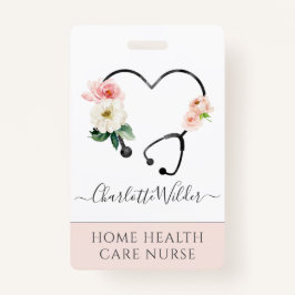 Zuhause Healthcare Nurse Floral Stethoscope Ausweis