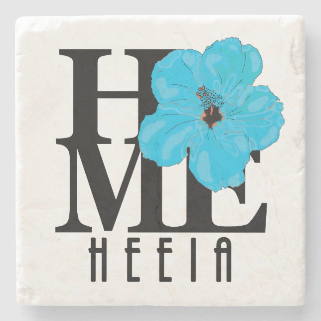 ZUHAUSE Heeia Hawaii Blue Hibiskus Steinuntersetzer (Vorderseite)