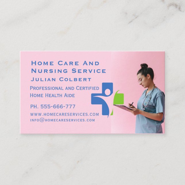 Zuhause Help Caregier Business Card Visitenkarte (Vorderseite)