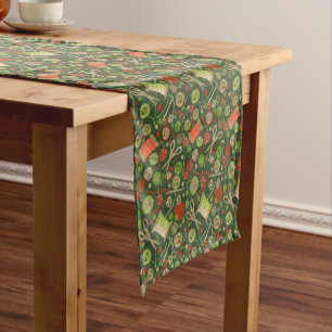 Zuhause Hobby Sew Craft Collage Muster Green Orang Kurzer Tischläufer