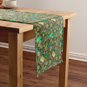 Zuhause Hobby Sew Craft Collage Muster Grüne Münze Kurzer Tischläufer
