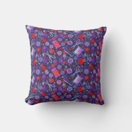 Zuhause Hobby Sew Crafter Collage Muster Blau Rot Kissen
