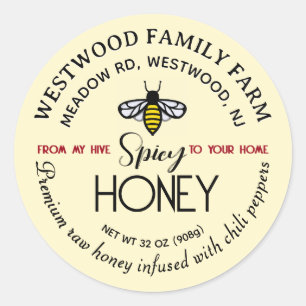 ZUHAUSE Hot Honey Label Bee Spicy Chili Runder Aufkleber