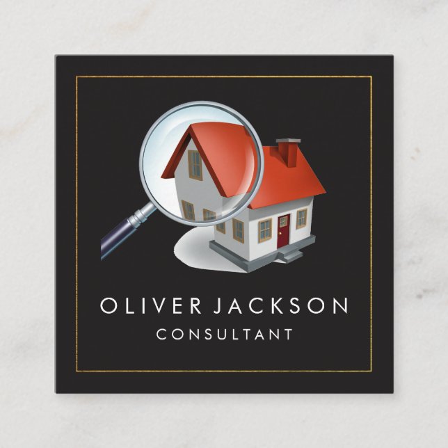Zuhause | Immobilien-Anwesen-Vermietungen Quadratische Visitenkarte (Vorderseite)