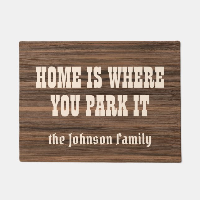 Zuhause, in dem Sie es rustikale hölzerne Fußmatte (Vorderseite)